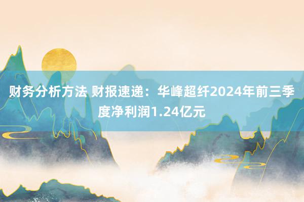 财务分析方法 财报速递：华峰超纤2024年前三季度净利润1.24亿元