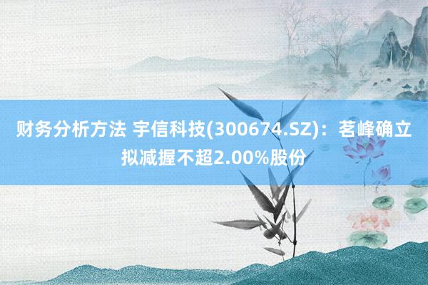 财务分析方法 宇信科技(300674.SZ)：茗峰确立拟减握不超2.00%股份