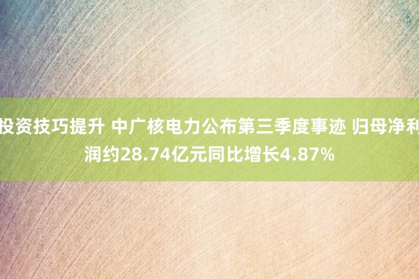 投资技巧提升 中广核电力公布第三季度事迹 归母净利润约28.74亿元同比增长4.87%