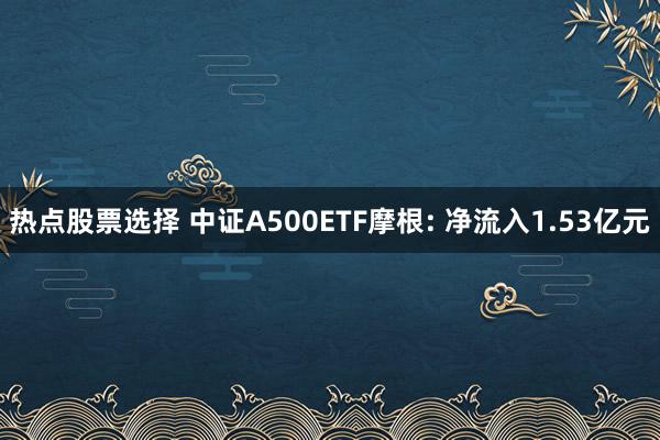 热点股票选择 中证A500ETF摩根: 净流入1.53亿元