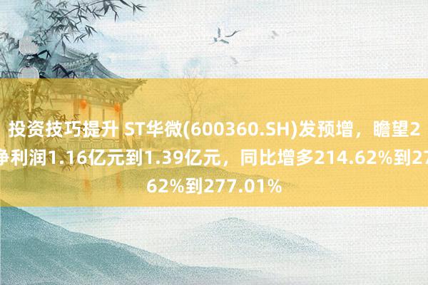 投资技巧提升 ST华微(600360.SH)发预增，瞻望2024年净利润1.16亿元到1.39亿元，同比增多214.62%到277.01%