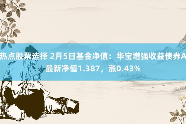 热点股票选择 2月5日基金净值：华宝增强收益债券A最新净值1.387，涨0.43%