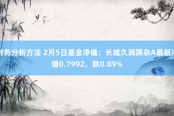 财务分析方法 2月5日基金净值：长城久润羼杂A最新净值0.7992，跌0.89%