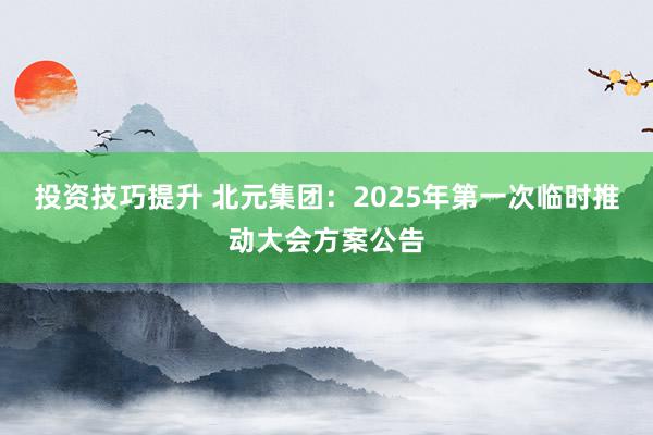 投资技巧提升 北元集团：2025年第一次临时推动大会方案公告