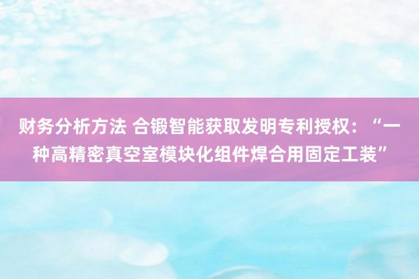 财务分析方法 合锻智能获取发明专利授权：“一种高精密真空室模块化组件焊合用固定工装”